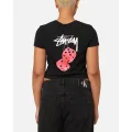 Stüssy Women's Fuzzy Dice Slim T-shirt Black - Size 8
