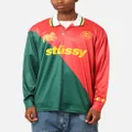 Stüssy Football Polo Long Sleeve T-shirt Red/green - Size L