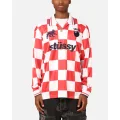 Stüssy Football Polo Long Sleeve T-shirt White/red Check - Size S