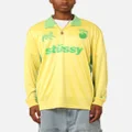 Stüssy Football Polo Long Sleeve T-shirt Yellow/lime - Size L
