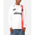Stüssy Football Polo Long Sleeve T-shirt White/red Stripe - Size S