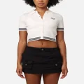 Tommy Jeans Women's Cropped Script Rib Polo Shirt Ancient White - Size L