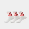 Nike Nike Sportswear Everyday Essential Crew Socks 3 Pack White/red - Size L