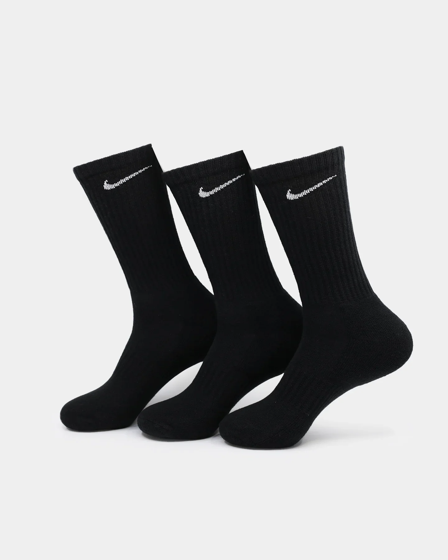 Nike Everyday Cotton Cushioned Crew Socks 3 Pack Black/white - Size M