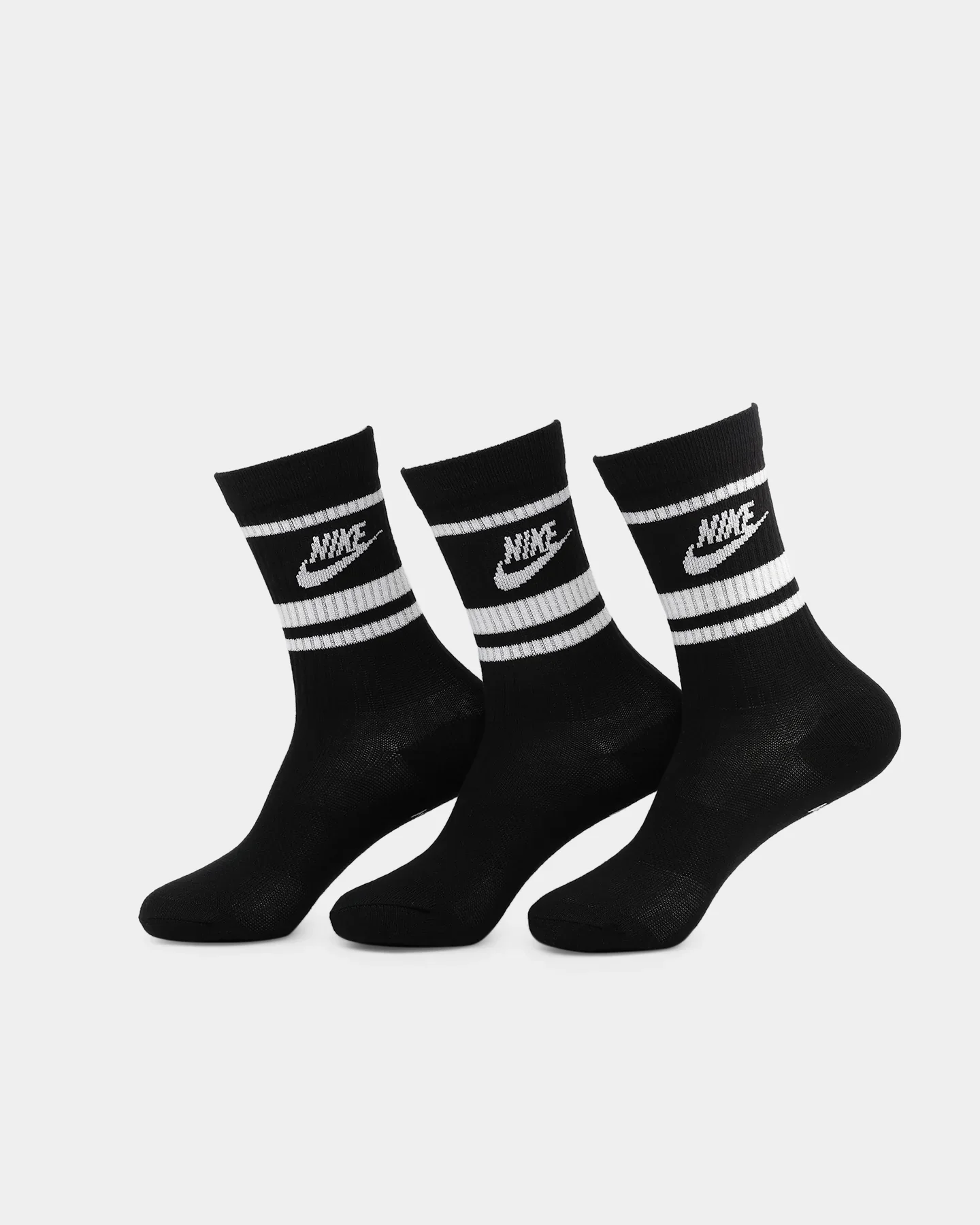Nike Men's Sportswear Everyday Essential Crew Sock 3 Pack Black/white - Size L