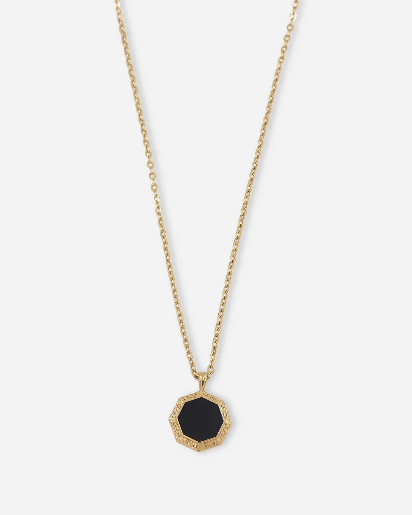 Saint Morta Onyx Octagon Pendant Chain Gold - Size 18