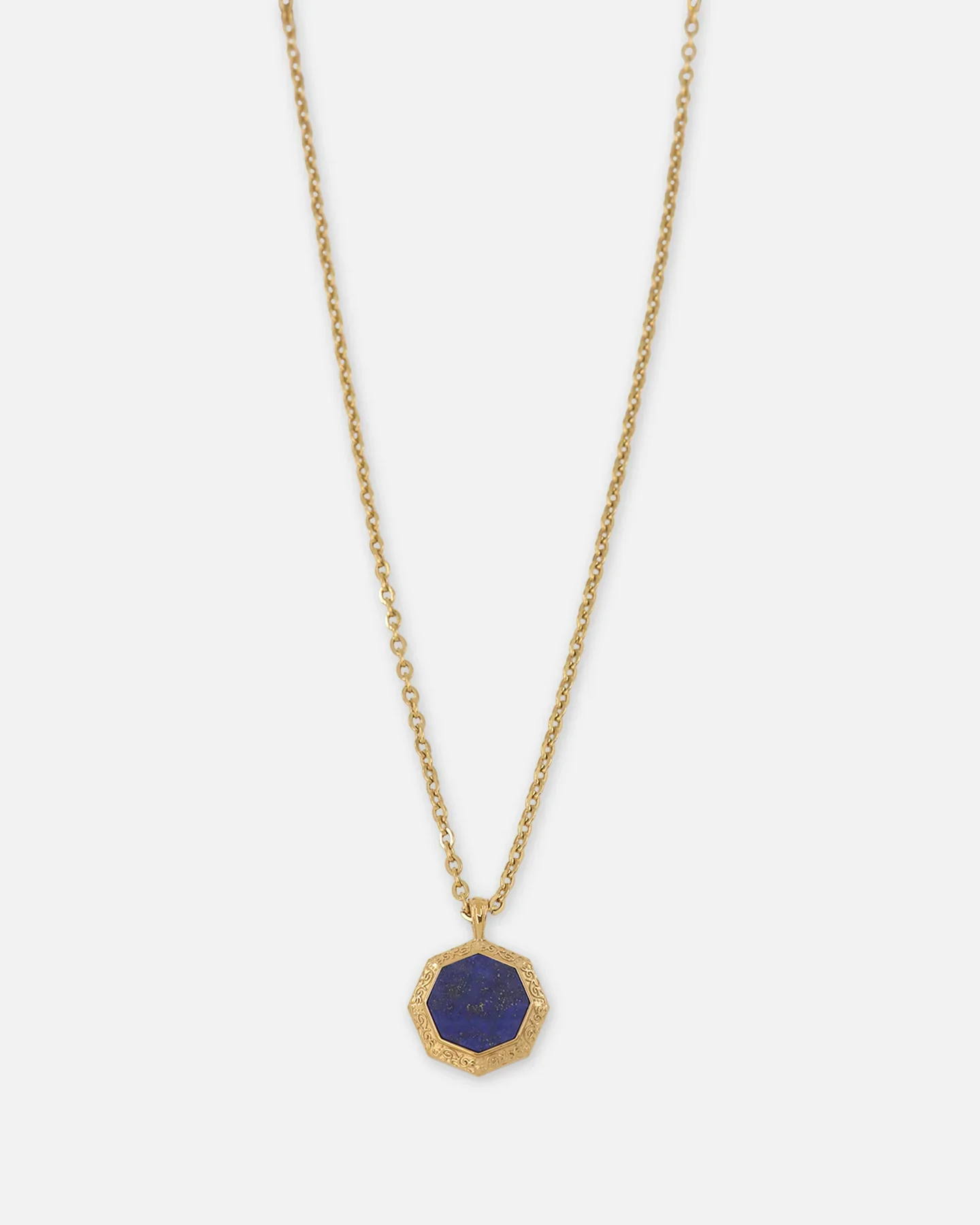 Saint Morta Lapis Octagon Pendant Chain Gold - Size 20