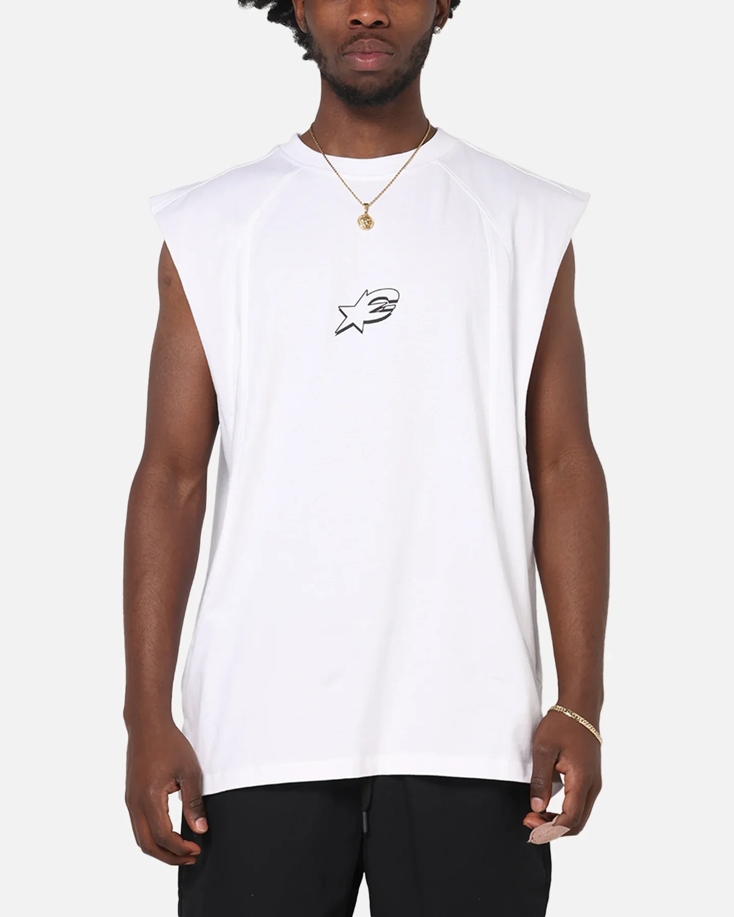 Carre Panelled Muscle T-shirt White - Size XL