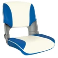 Oceansouth Upholstered Folding Skipper Boat Seat 3-Panel Blue/White