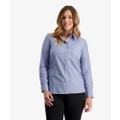 Swanndri Avondale Long Sleeve Cotton Womens Shirt Blue Houndstooth 6