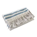 Turkish Hand-loomed Flat-Weave Cotton Beach Towel Navy Blue / Taupe Grey