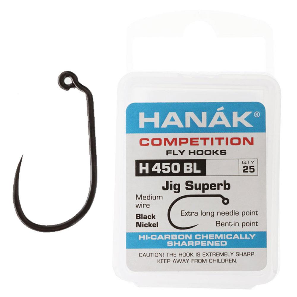 HANAK Competition H450BL Jig Superb Barbless Fly Hooks #14 Qty 25