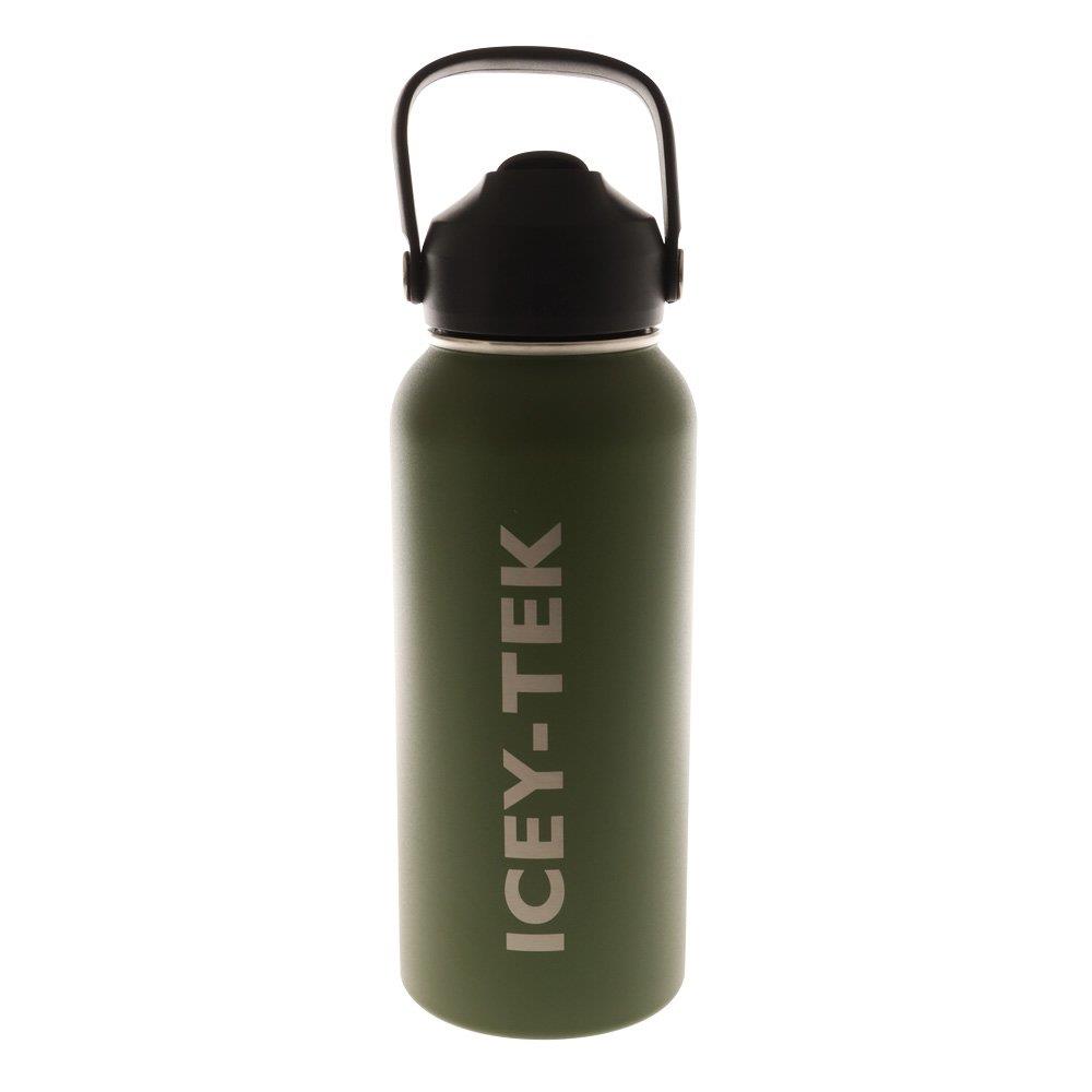 Icey-Tek Insulated Water Bottle with Straw Lid 950ml Olive