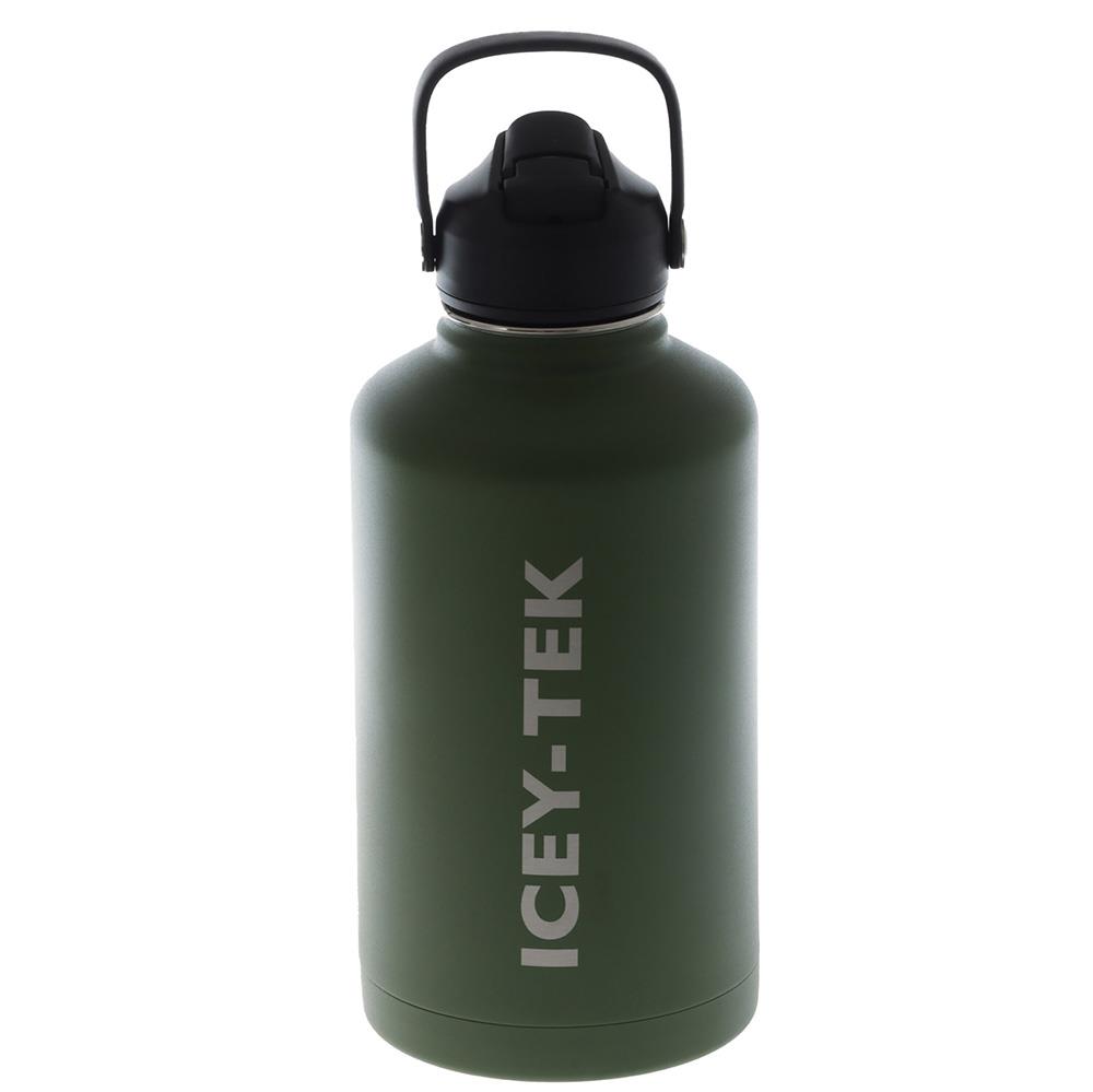 Icey-Tek Insulated Water Bottle with Straw Lid 1.9L Olive