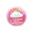 Houze Happy Birthday Rainbow Cloud Foil Balloon - Pink