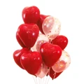 Houze Red And Clear Glitters Heart Shape Balloons (Set Of 10)