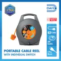 Daiyo 2 Way Led Switch Portable Extension Cable Reel 7M