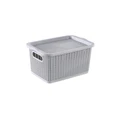 Houze Small Braided Storage Basket With Lid - Grey