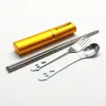 Vesta Stainless Steel Chopsticks Fork Spoon Orange Case 14.7C
