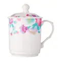Cheng'S Porcelain Mug With Cover 3.4 (Red And Purple Flowers