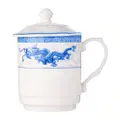 Cheng'S Porcelain Mug With Cover 3.6 (Blue Dragon & Phoenix)