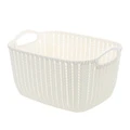 Houze Medium Braided Storage Basket With Handle - White