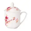 Cheng'S Porcelain Tea Mug With Cover (Pink Flower)
