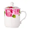 Cheng'S Porcelain Mug With Cover 3.4 (Pink Roses)