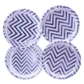 Partyforte Disposable Paper Tableware Chevrons Silver Plate