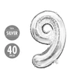 Houze 40 (Inch) Number Foil Balloon - #9 Silver