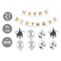 Houze 21Pcs 'Happy Birthday' Balloon Set (Silver | Pull Flag)