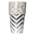 Partyforte Disposable Paper Tableware - Chevrons Silver Cups