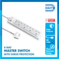Daiyo 4 Way Master Switch Surge Protector Socket Strip 2M