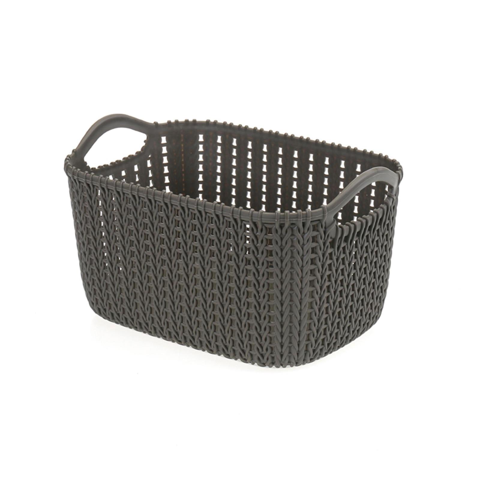 Houze Small Braided Storage Basket With Handle - Coffee