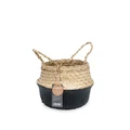 Ecohouze Seagrass Black Plant Basket With Handles - Small