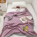 Sweet Home Double-Layer Embroidered Blanket-Giraffe Purple