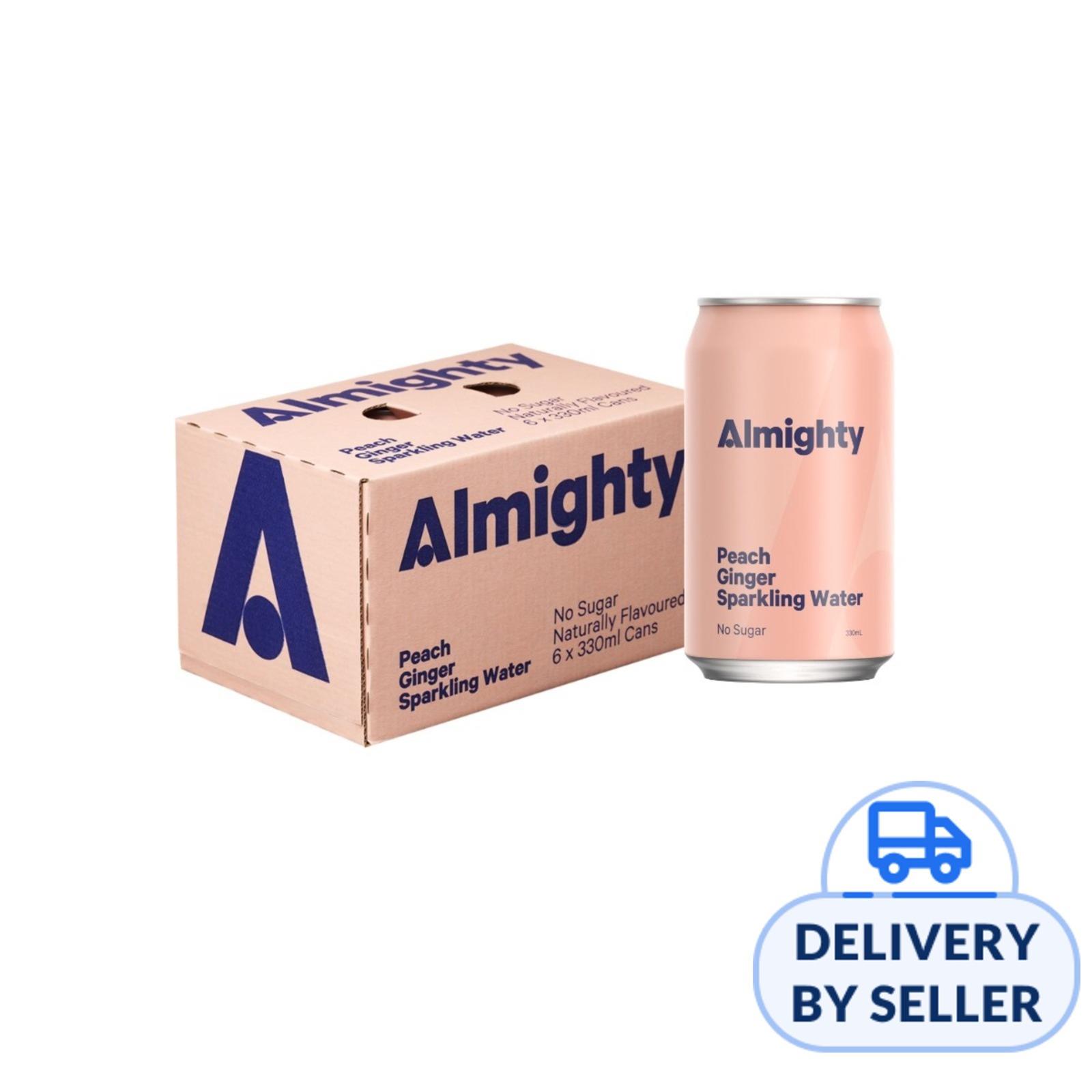 Drink Almighty Sparkling Water - Peach And Ginger 330Ml X 6