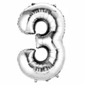 Partyforte Number Balloon - 3 Silver (16 Inch)