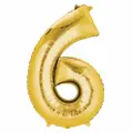 Partyforte Number Balloon - 6 Gold (16 Inch)