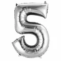 Partyforte Number Balloon - 5 Silver (16 Inch)