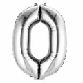 Partyforte Number Balloon - 0 Silver (16 Inch)