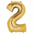 Partyforte Number Balloon - 2 Gold (16 Inch)