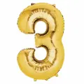 Partyforte Number Balloon - 3 Gold (16 Inch)