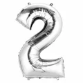 Partyforte Number Balloon - 2 Silver (16 Inch)
