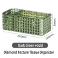 Sweet Home Diamond Texture Tissue Organizer(Dark Green+Gold)