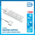 Daiyo 3 Way Master Switch Surge Protector Socket Strip 2M
