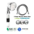 Krafter High 3 Stage Filter Showerhead With Hose - Glacier