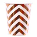 Partyforte Disposable Paper Tableware -Chevron Rose Gold Cups