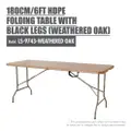 Houze 180Cm/6Ft Hdpe Folding Table (Weathered Oak)