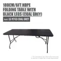 Houze 180Cm/6Ft Hdpe Folding Table With Black Legs (Coal Grey
